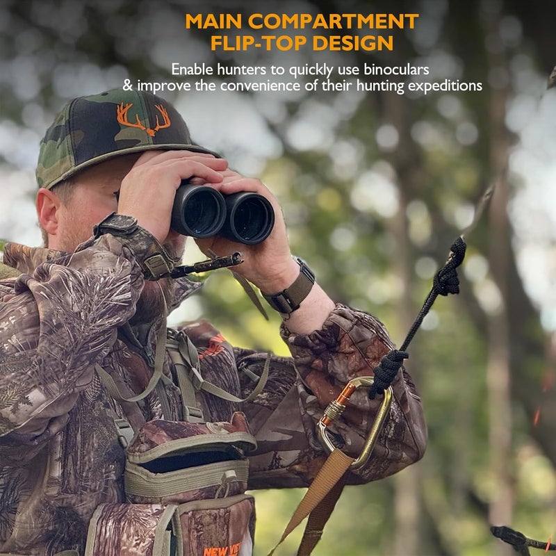 NEW VIEW CamoRanger Binocular Harness Chest Pack, Ripstop Bino Harness with Rangefinder Pouch and Rain Cover for Hunting - Image 4